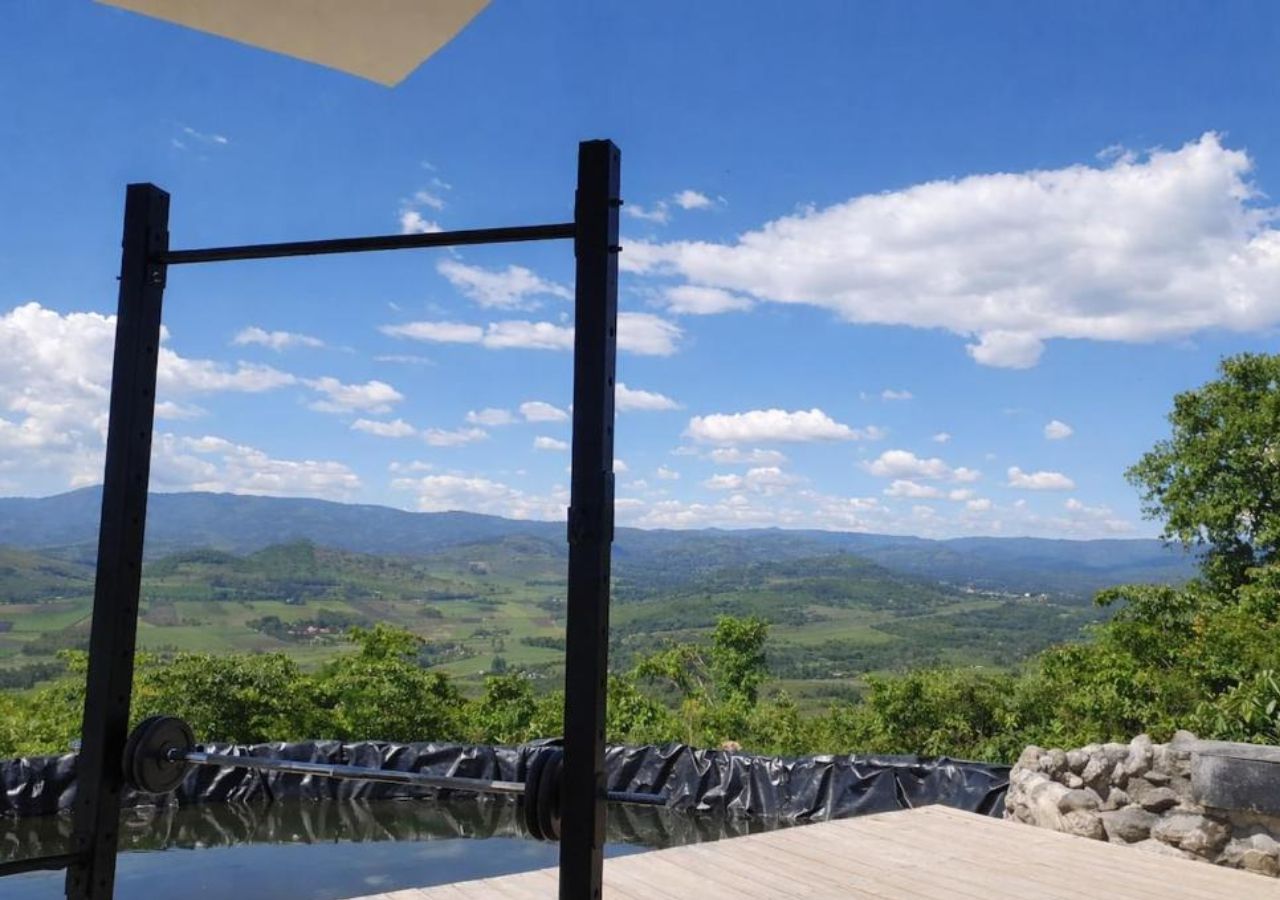 Pool deck overlooking valley